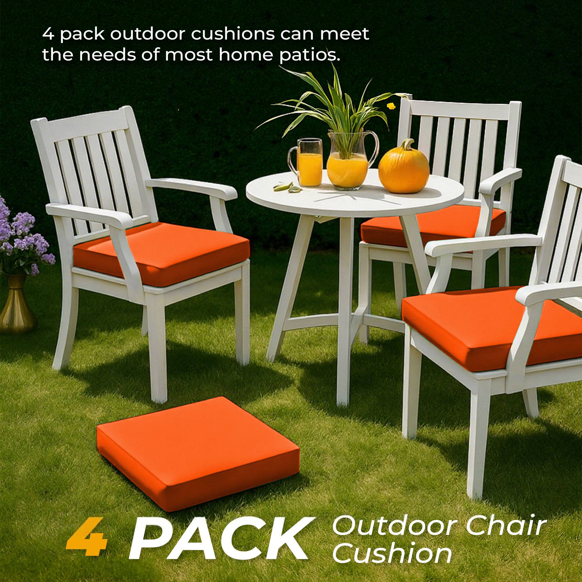 4 pack outdoor cushions can meet the needs of most home patios.

Outdoor Chair 4 PACK Cushion