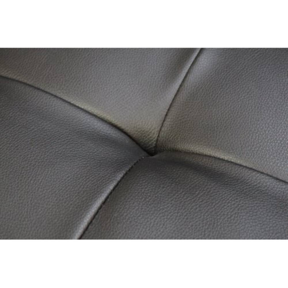 Back. LUCKY ONE - 85" Black PVC Fabric Sofa with LED Lights, USB Charging Ports, Storage Console, Cupholders, Tufted Cushions - Black.