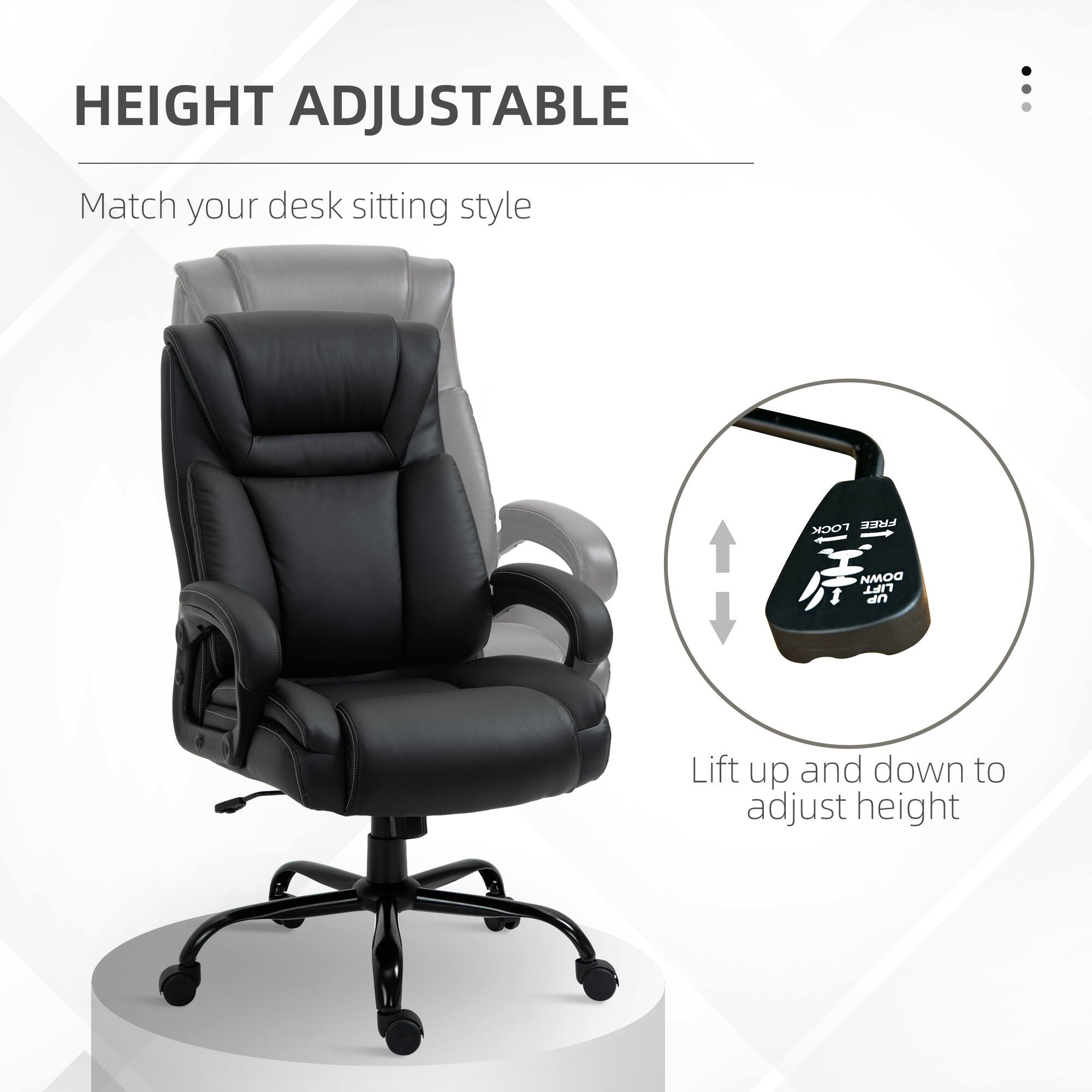 HEIGHT ADJUSTABLE
Match your desk sitting style
Lift up and down to adjust height