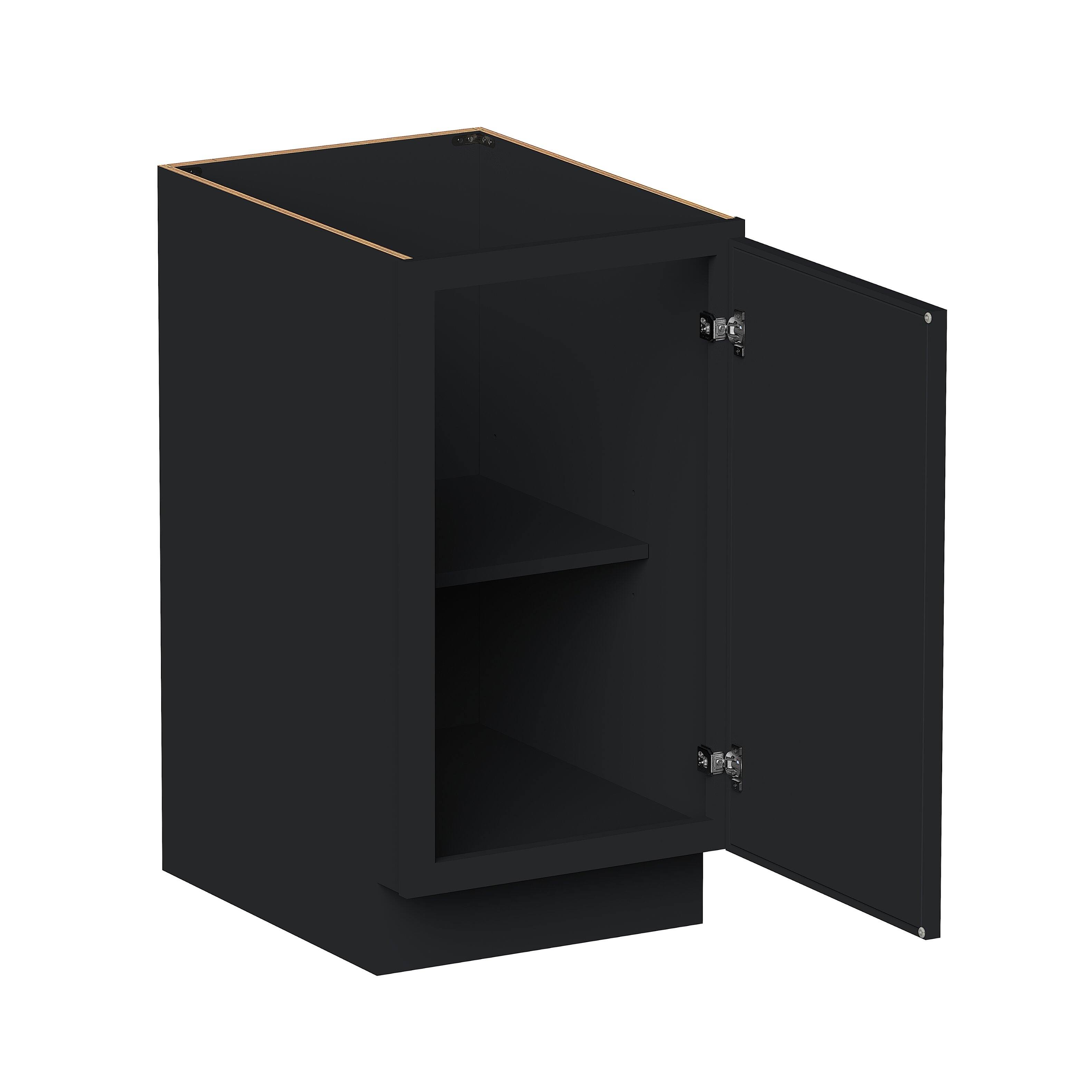 Angle. Boyel Living - 18-in W x 34.5-in H x 24-in D Shaker RTA Kitchen Full Height Door Base Cabinet with Soft-Close - Black.