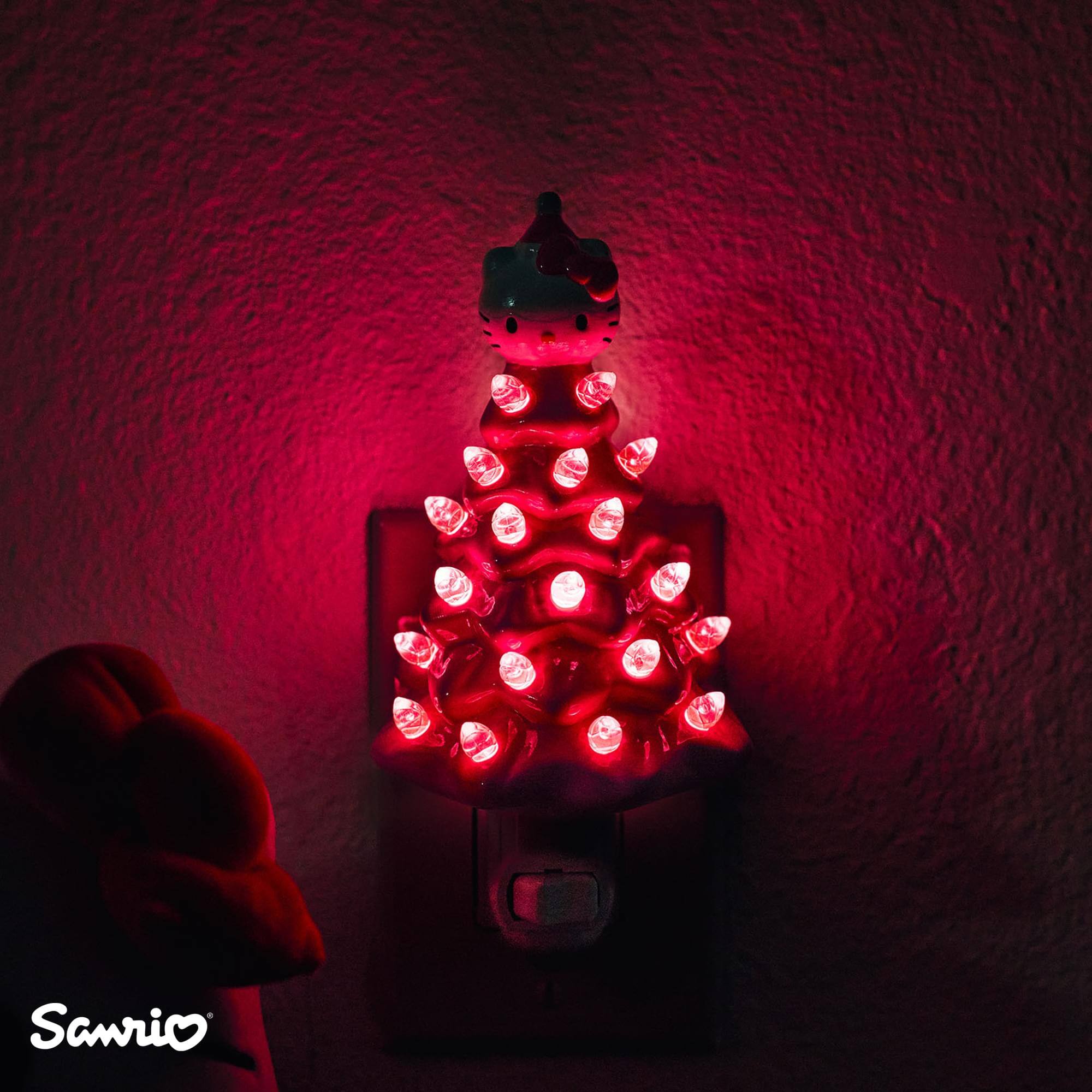 Alt View 2. Ukonic - Sanrio Hello Kitty Pink 6-Inch Ceramic Christmas Tree Plug-In Nightlight - Pink.