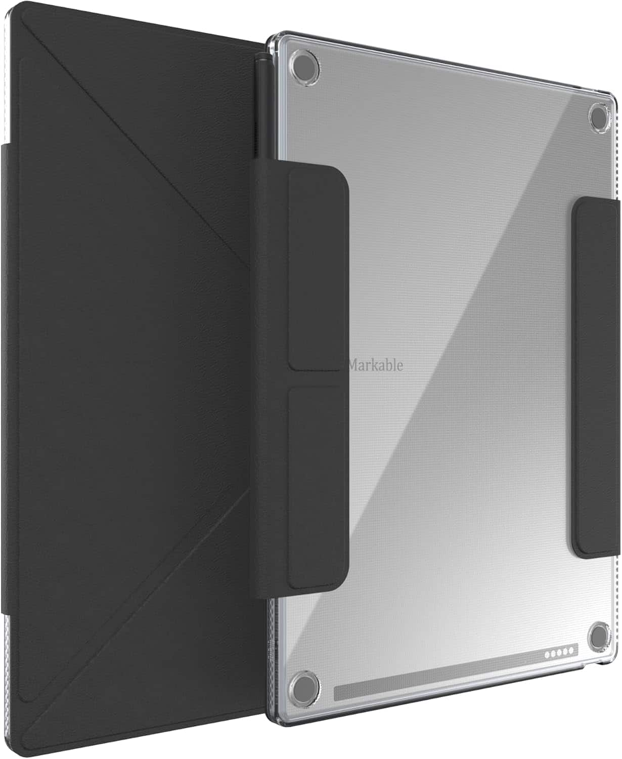 TUDIA - M-FLIP Detachable Clear Magnetic Case for Remarkable Paper Pro 11.8" - Black