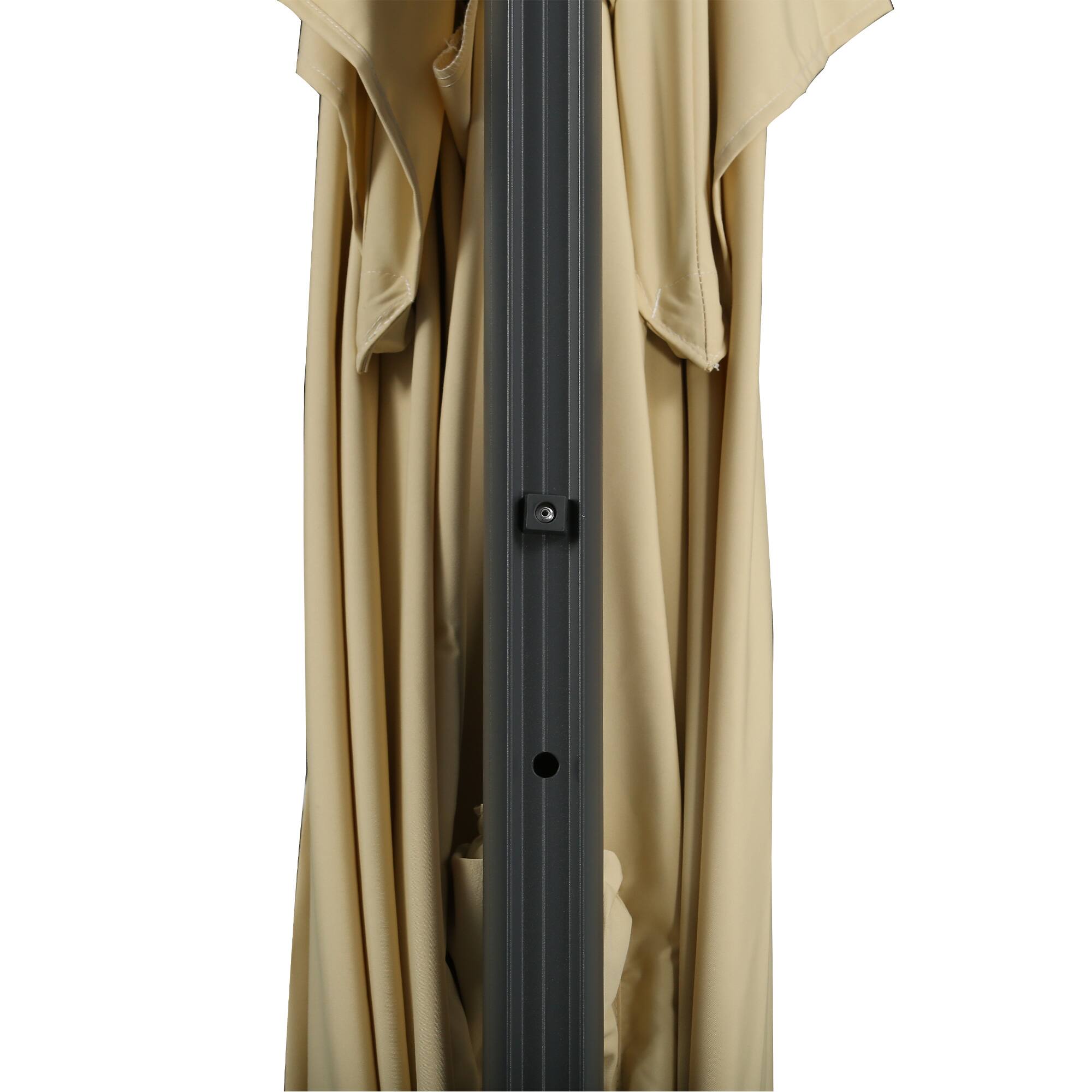 Alt View 8. Outsunny - 10ft Offset Patio Umbrella, Hanging Cantilever Umbrella, Square Shape, Aluminum Cross Base, Tilt, 360-Degree Rotation - Beige.