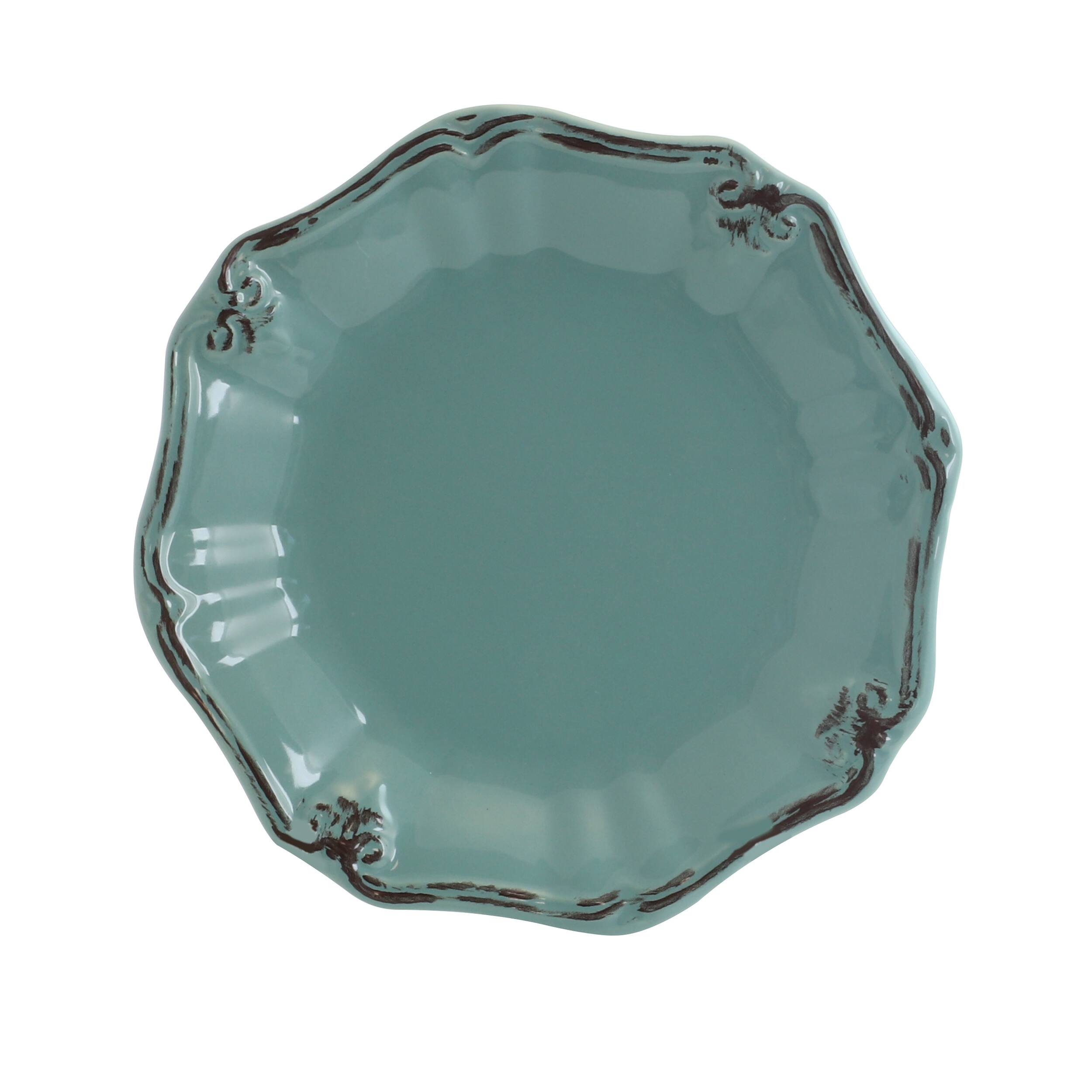 Alt View 3. Elama - Elama Fleur De Lys 20-Piece Dinnerware Set in Turquoise - Turquoise.