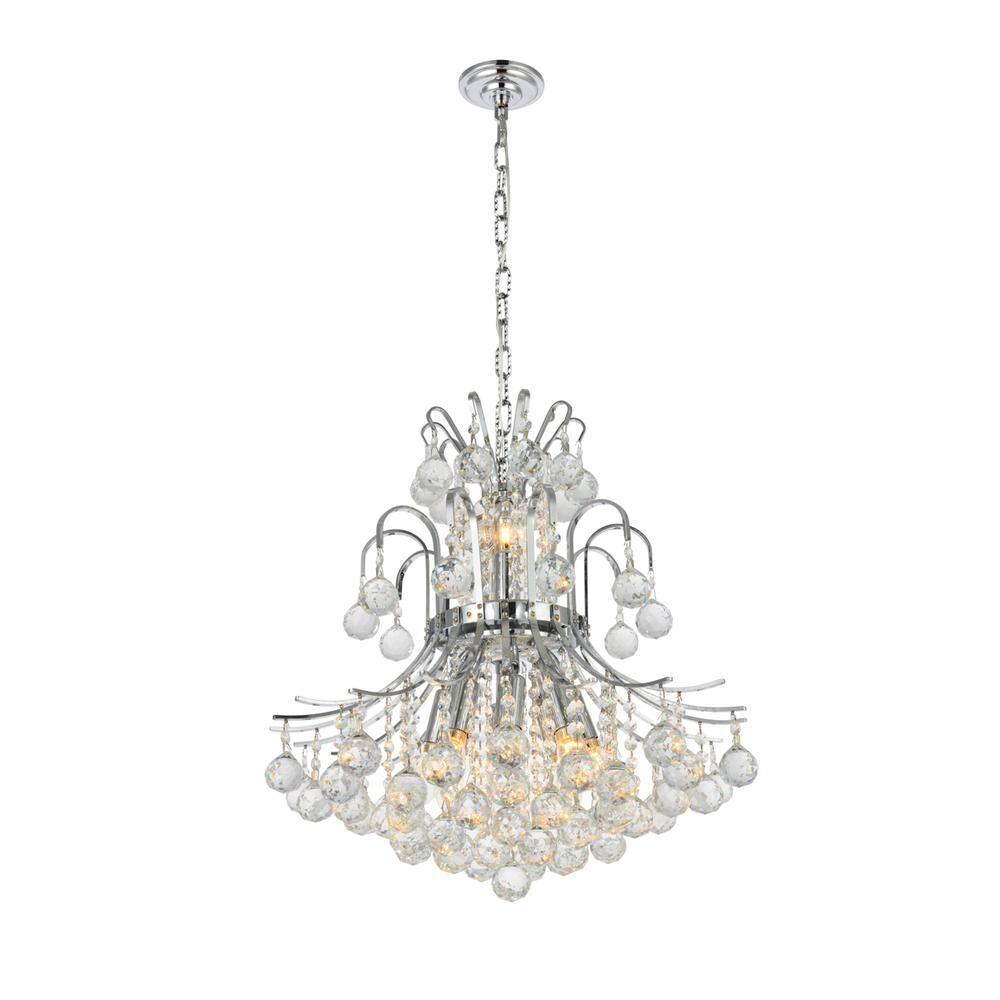 Alt View 2. Elegant Lighting - Toureg 10 light Chrome Pendant Clear Royal Cut Crystal - Chrome.