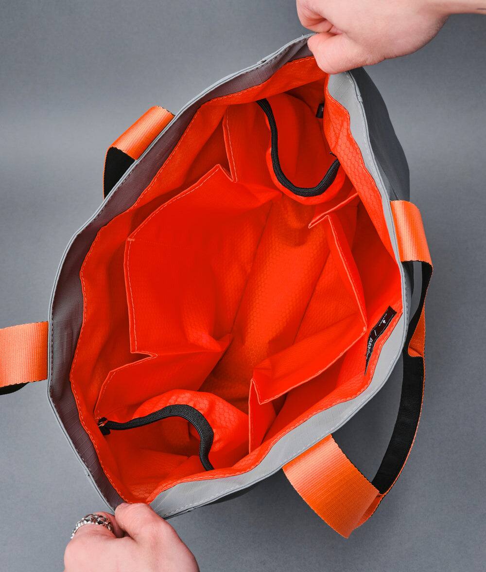 Alt View 2. ALPAKA - Elements Tote Bag 14.5L Weatherproof Foldable Travel Tote with Magnetic Closure - Grey Axoflux 210D.