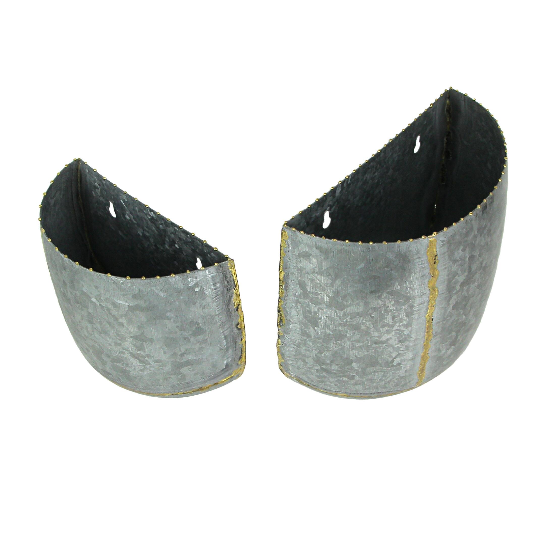 Alt View 1. Audrey's - Vintage Look Galvanized Finish Metal Rounded Wall Pocket Set of 2 - Grey.