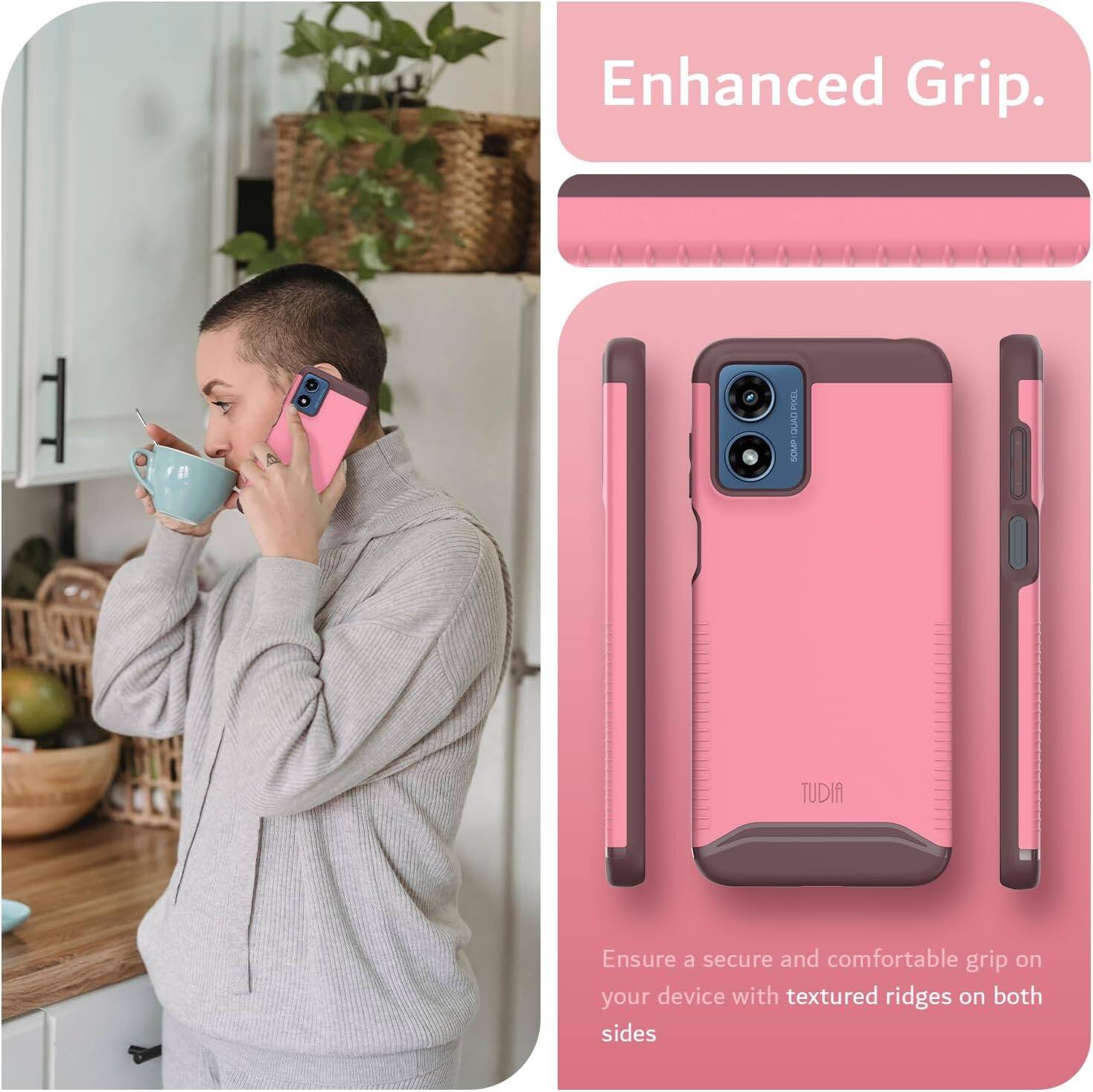 Enhanced Grip.

Ensure a secure and comfortable grip on your device with textured ridges on both sides.