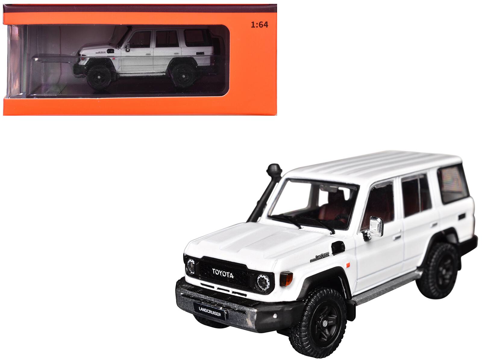 Toyota Land Cruiser (J76) 1/64 Diecast Model Car by GCD - White Metallic