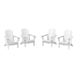WestinTrends - Malibu Outdoor HDPE Folding Poly Adirondack Chairs (Set of 4) - White