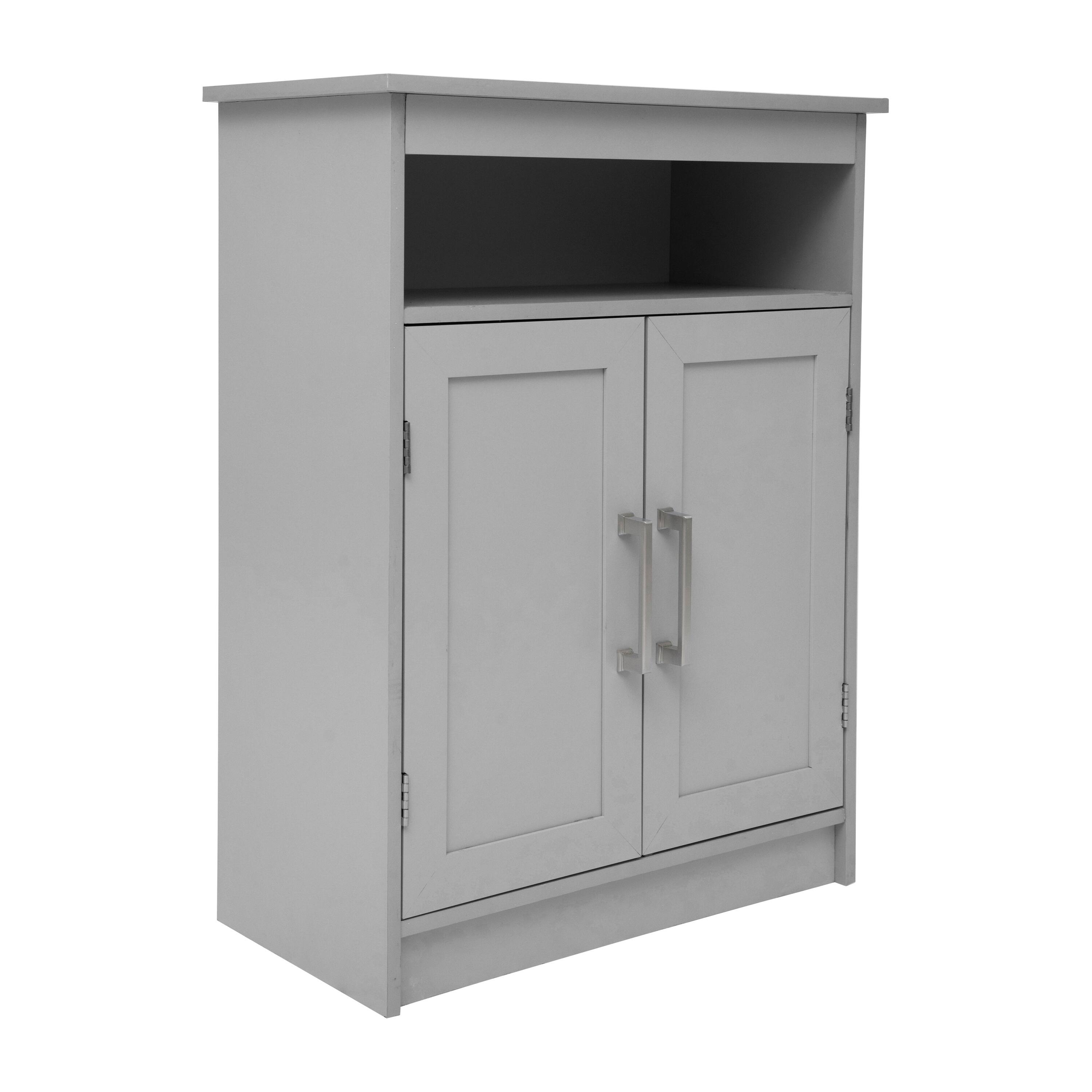 Alt View 1. Emma + Oliver - Vesta Bathroom Storage Cabinet Organizer with Adjustable In-Cabinet Shelf, Magnetic Closure Doors, and Upper Open Shelf - Gray.