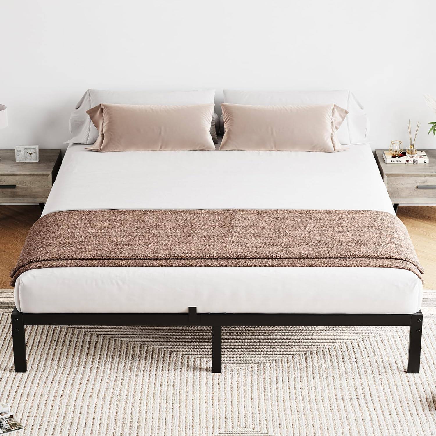 Alt View 2. Qeetex - 10 Inch Full Bed Frame Full Size Metal Platform Bed Frame with Storage Under Bed Sturdy Structure Easy Assembly No Box S - As Shown.