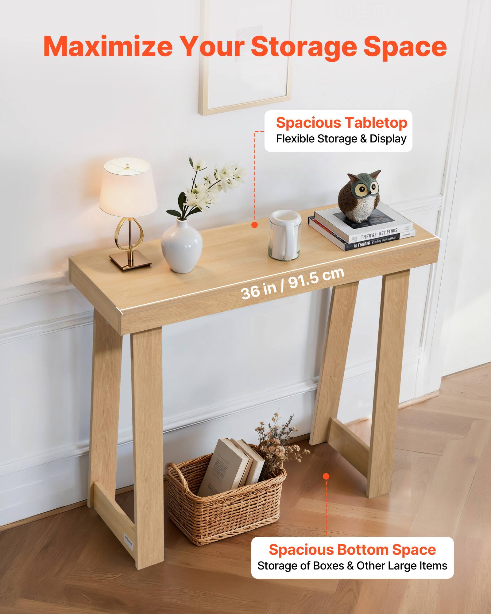 Maximize Your Storage Space

Spacious Tabletop
Flexible Storage & Display

36 in / 91.5 cm

Spacious Bottom Space
Storage of Boxes & Other Large Items