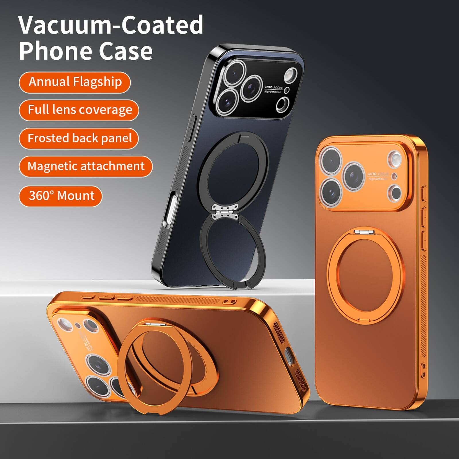 Vacuum-Coated Phone Case

- Annual Flagship
- Full lens coverage
- Frosted back panel
- Magnetic attachment
- 360° Mount