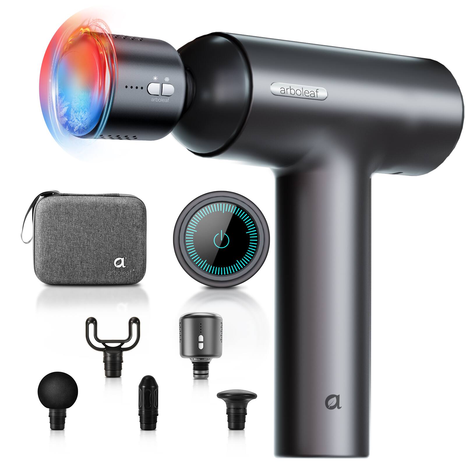 Arboleaf - Powerful Deep Tissue Massage Gun, Handheld Percussion Massager with Portable Travel Case - Gray