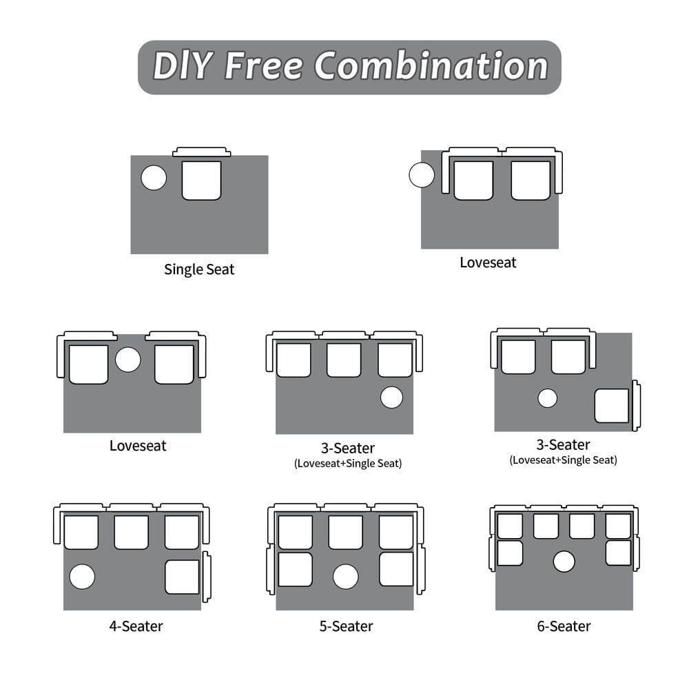 DIY Free Combination

- Single Seat
- Loveseat
- Loveseat (Loveseat+Single Seat)
- 3-Seater (Loveseat+Single Seat)
- 4-Seater
- 5-Seater
- 6-Seater