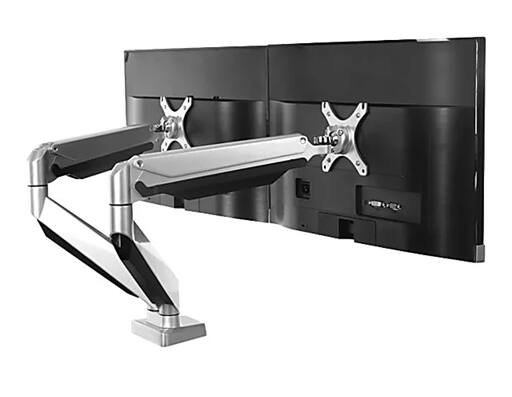 Left. FlexiSpot - Full Motion Heavy Duty Dual Mount up to 27" Monitors - Silver.