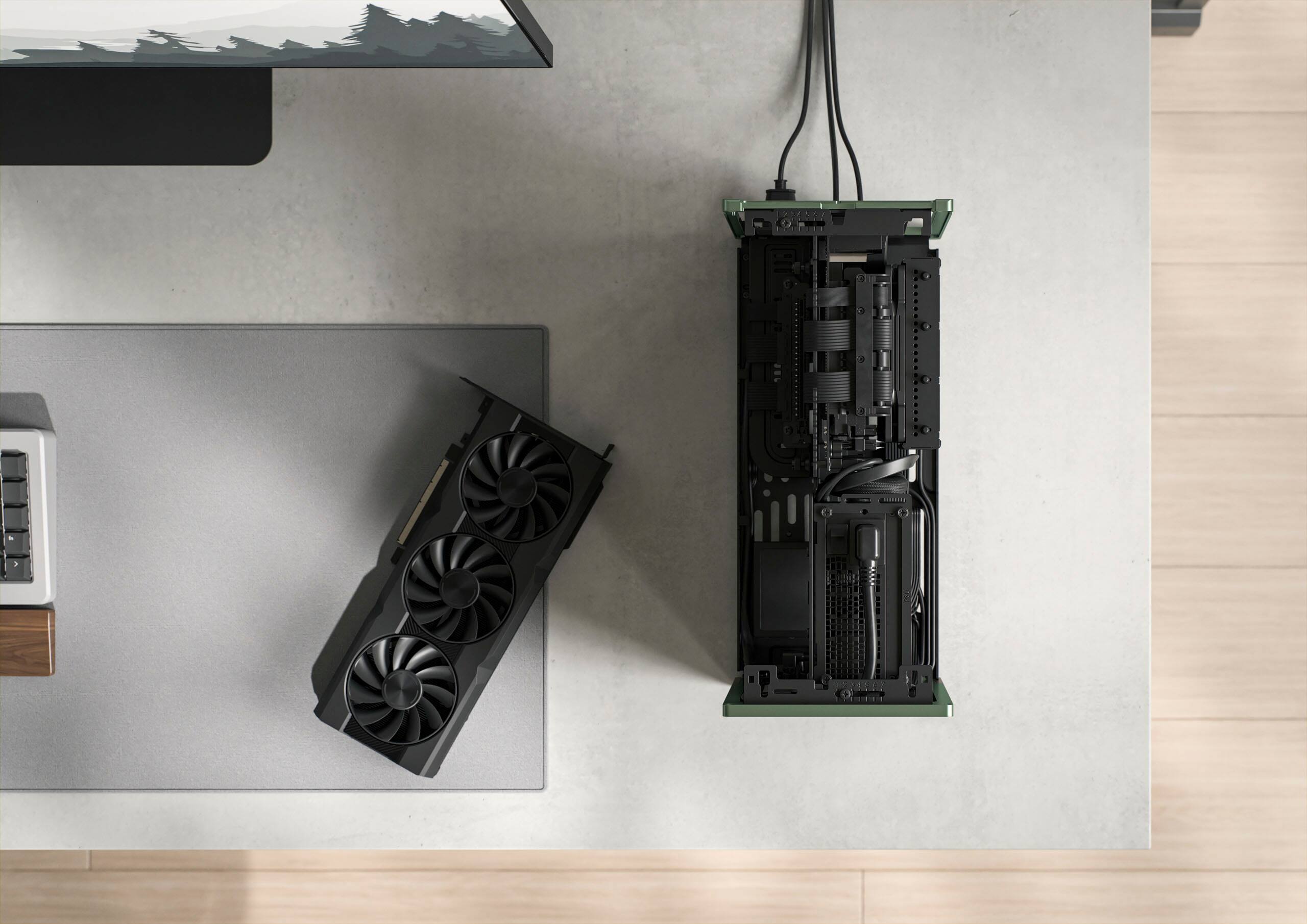 Alt View 32. Fractal Design - Terra Graphite with PCIe 4.0 Riser Mini-ITX Small Form Factor PC Case - Black.