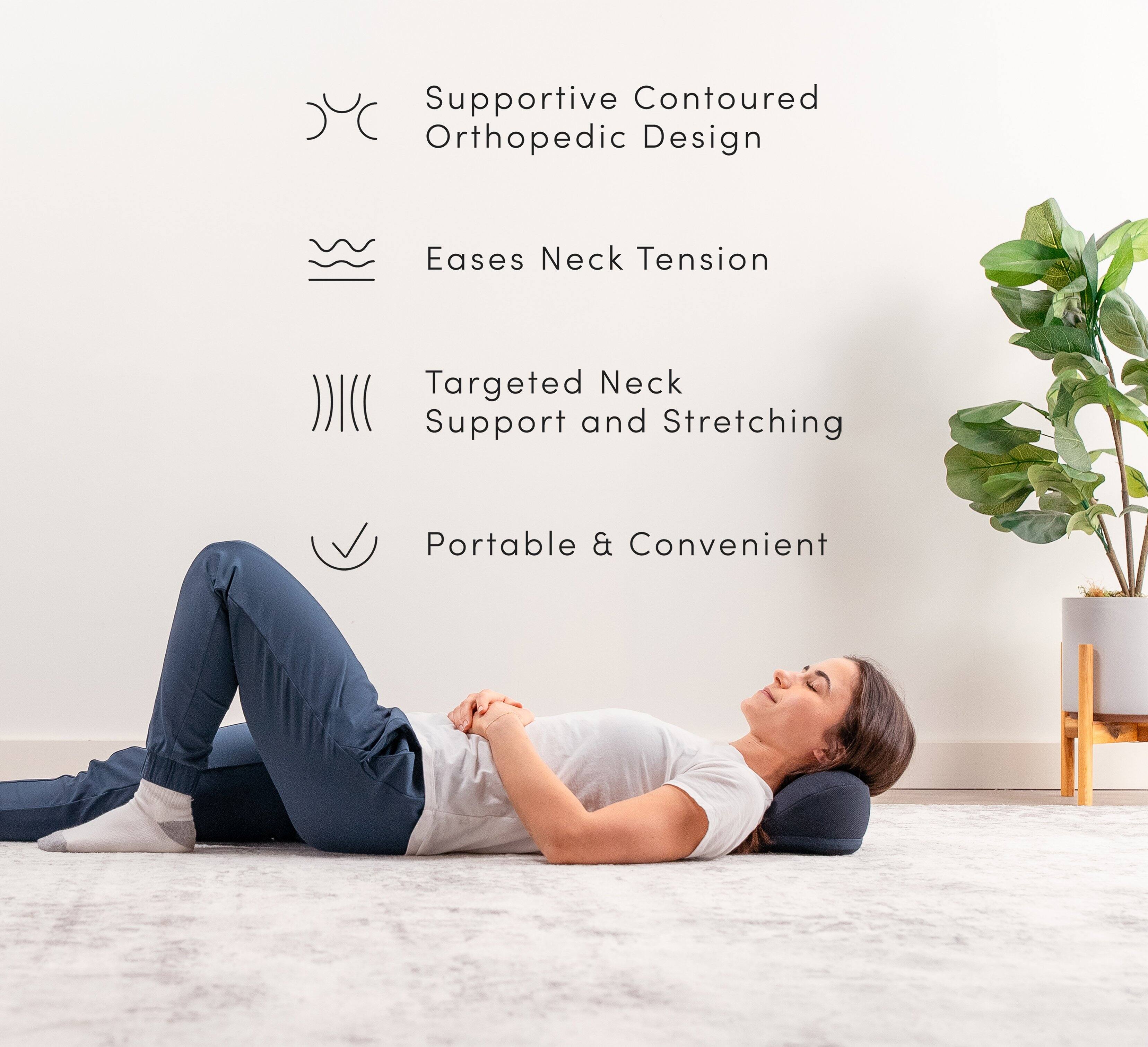 - Supportive Contoured Orthopedic Design
- Eases Neck Tension
- Targeted Neck Support and Stretching
- Portable & Convenient