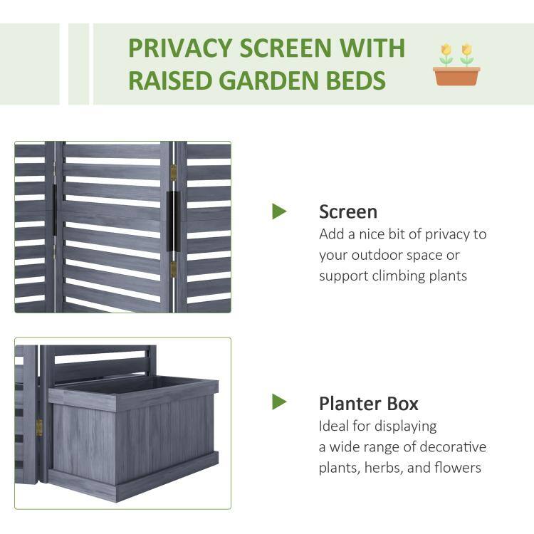PRIVACY SCREEN WITH RAISED GARDEN BEDS

Screen
Add a nice bit of privacy to your outdoor space or support climbing plants

Planter Box
Ideal for displaying a wide range of decorative plants, herbs, and flowers