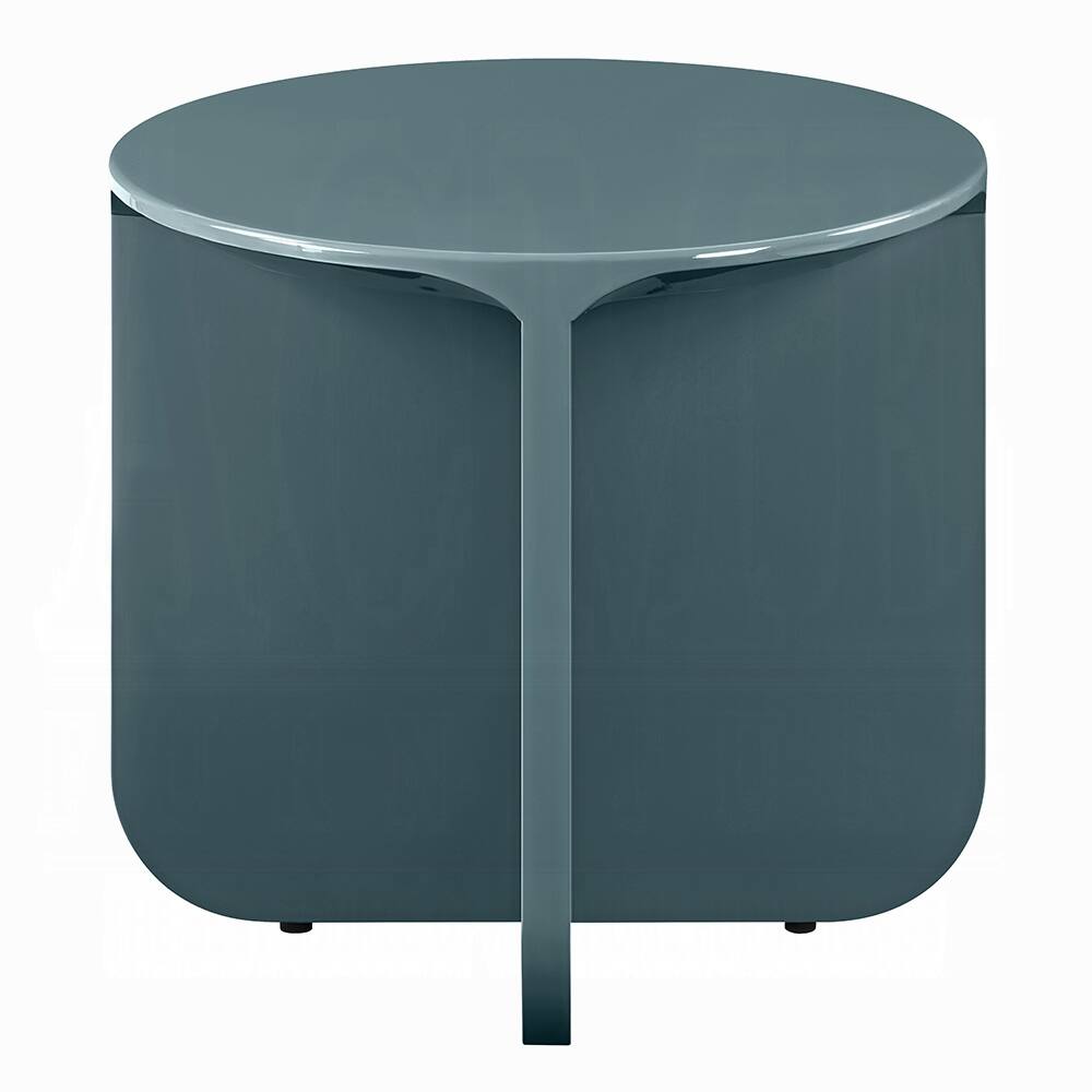 Alt View 1. Manhattan Lane - Lemy Side End Table. 20 Inch Round Top with Pedestal Base, Teal Blue Wood - Teal Blue.