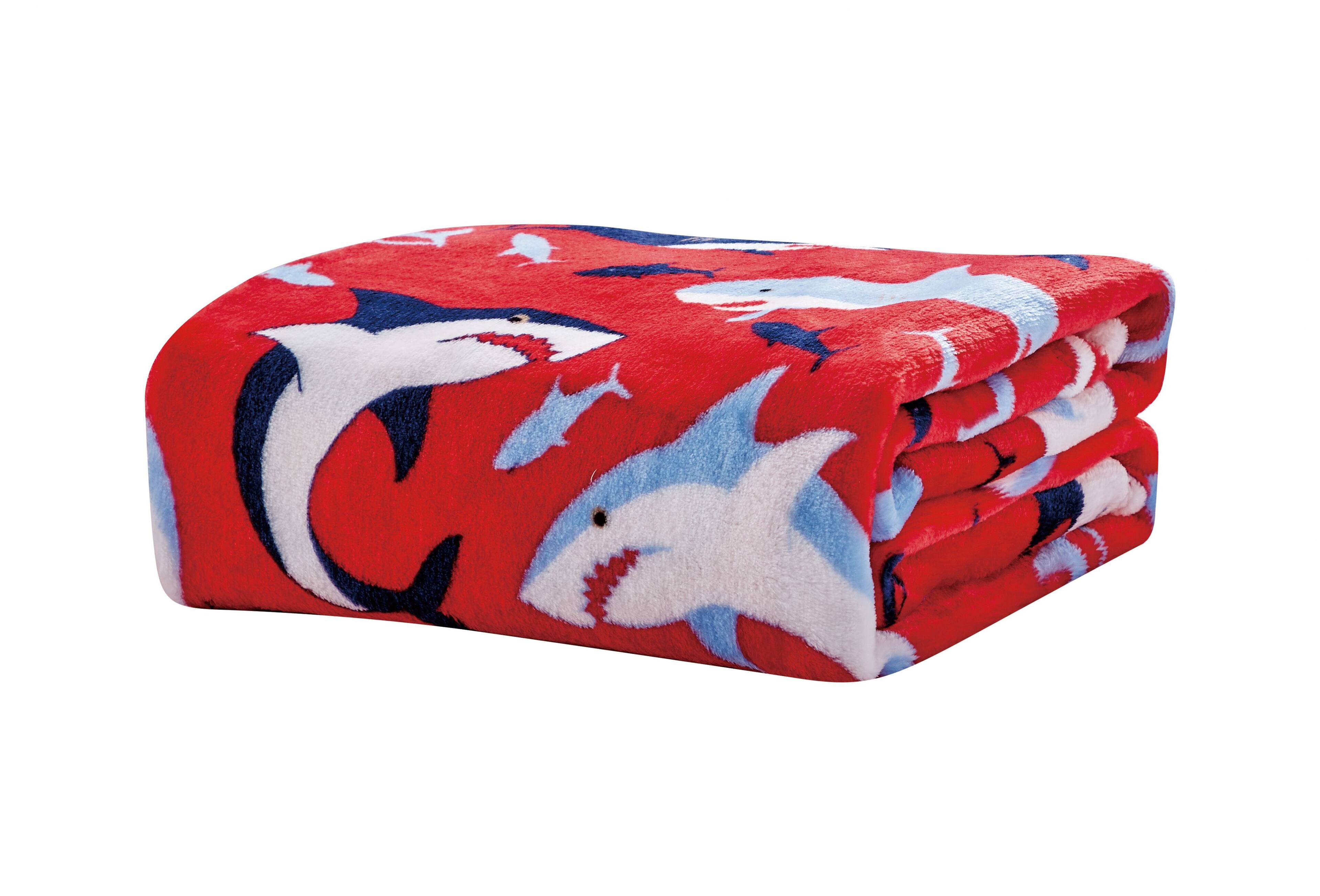 Angle. Noble House - Noble House Extra Cozy and Comfy Microplush Throw Blanket (50" x 60") - Red Shark - Red Shark.
