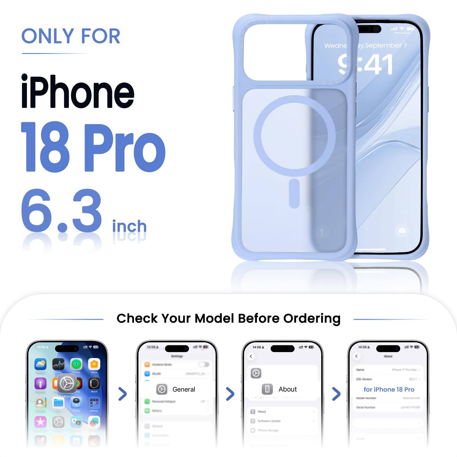 ONLY FOR iPhone 18 Pro 6.3 inch

Check Your Model Before Ordering

- Wednesday, September 7, 9:41
- 14:58
- 14:56
- 14:56

About
- Getting
- RUS
- General Hotpot
- About
- for iPhone 18 Pro INCUPTIONS
- Total Number

Software Update
- iPhone Storage