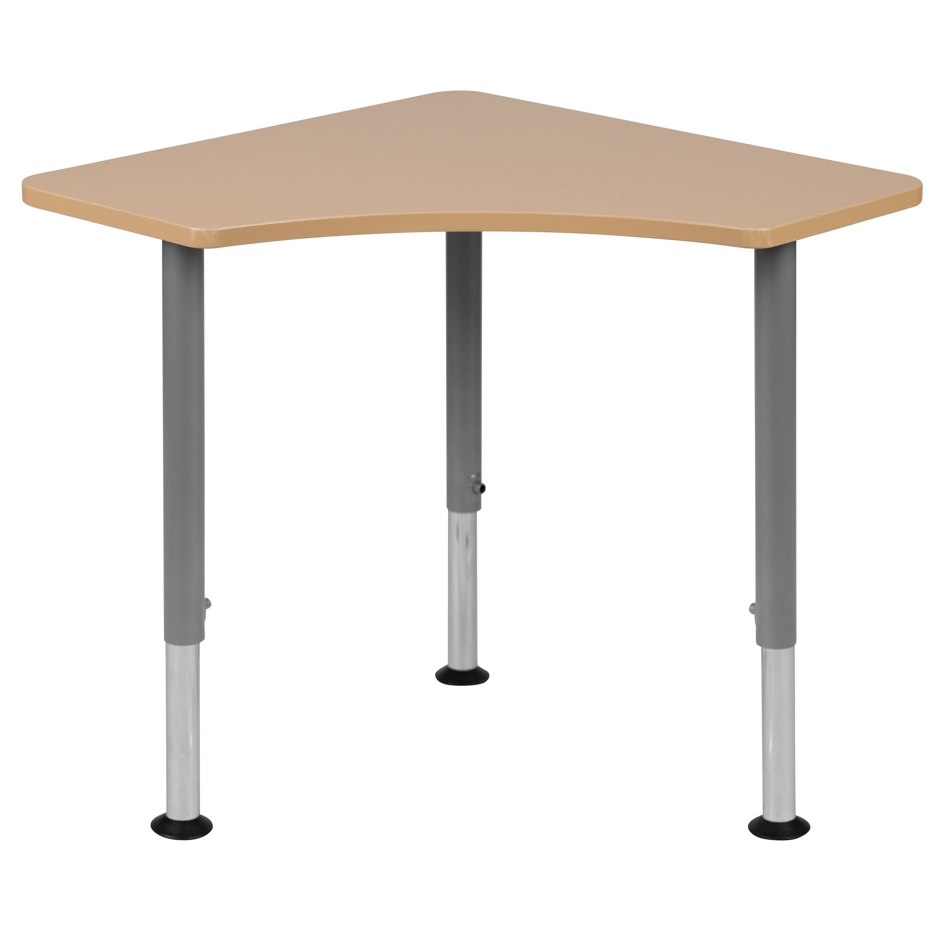 Alt View 7. Emma + Oliver - Triangular Collaborative Adjustable Student Desk - Home and Classroom - Natural.