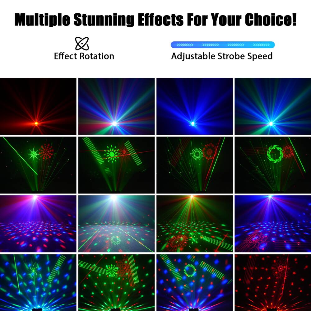 Multiple Stunning Effects For Your Choice!  
Effect Rotation  
Adjustable Strobe Speed