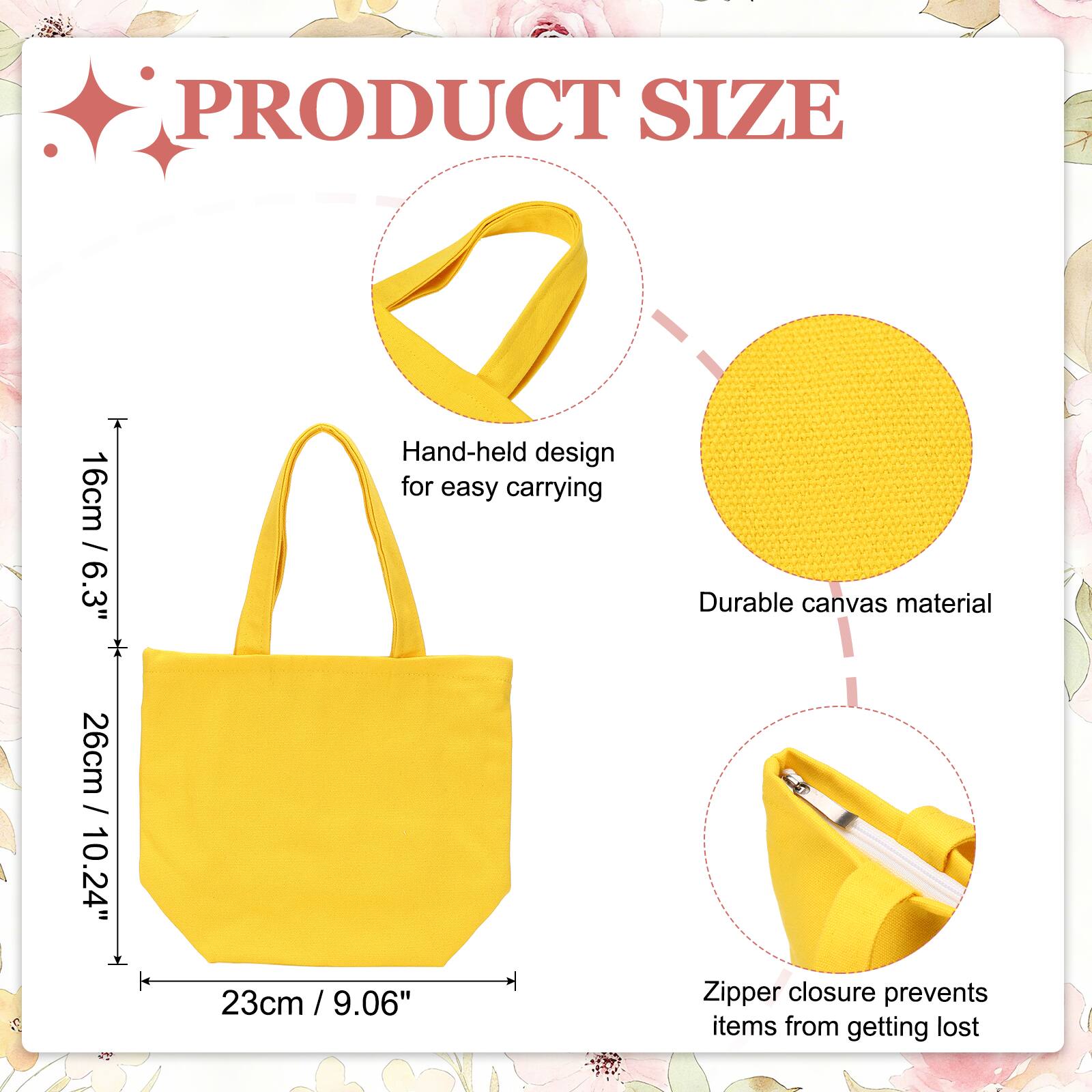 PRODUCT SIZE

16cm / 6.3" / 26cm / 10.24"  
Hand-held design for easy carrying  
23cm / 9.06"  
Durable canvas material  
Zipper closure prevents items from getting lost
