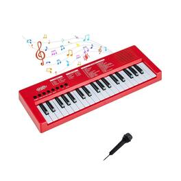 Resenkos - 37-Key Kids Electronic Keyboard with 8 Rhythms & Microphone - Red