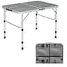 Costway - Folding Grill Table for Camping Lightweight Aluminum Metal Grill Stand Table - Silver