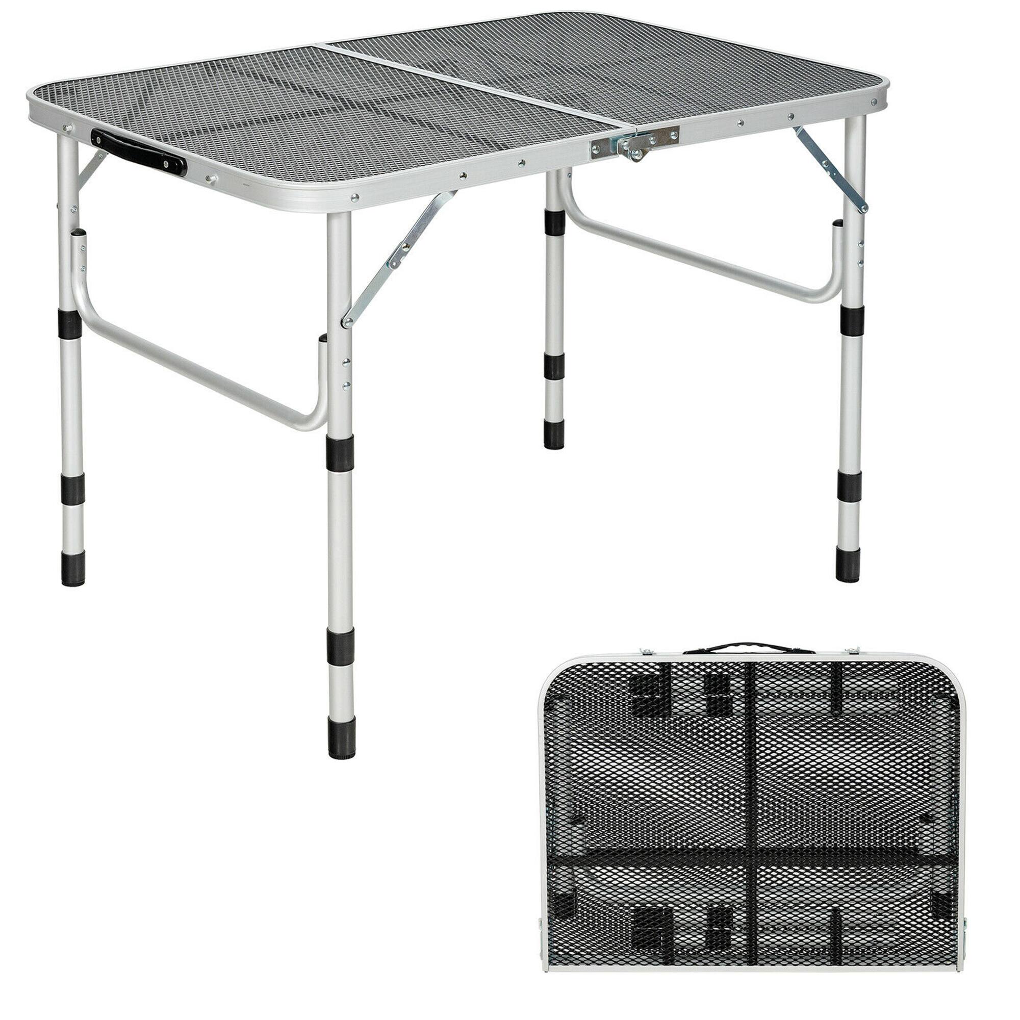 Front. Costway - Folding Grill Table for Camping Lightweight Aluminum Metal Grill Stand Table - Silver.