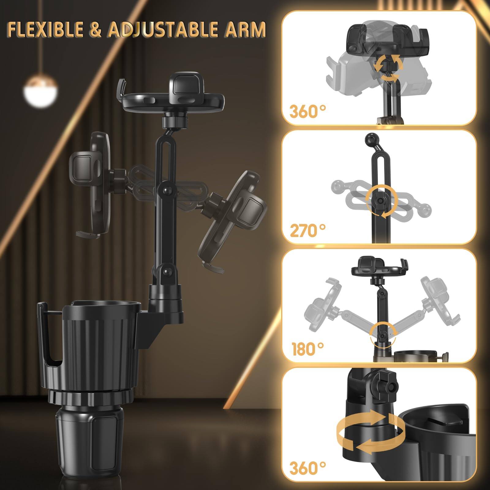 FLEXIBLE & ADJUSTABLE ARM

360°

270°

180°

360°
