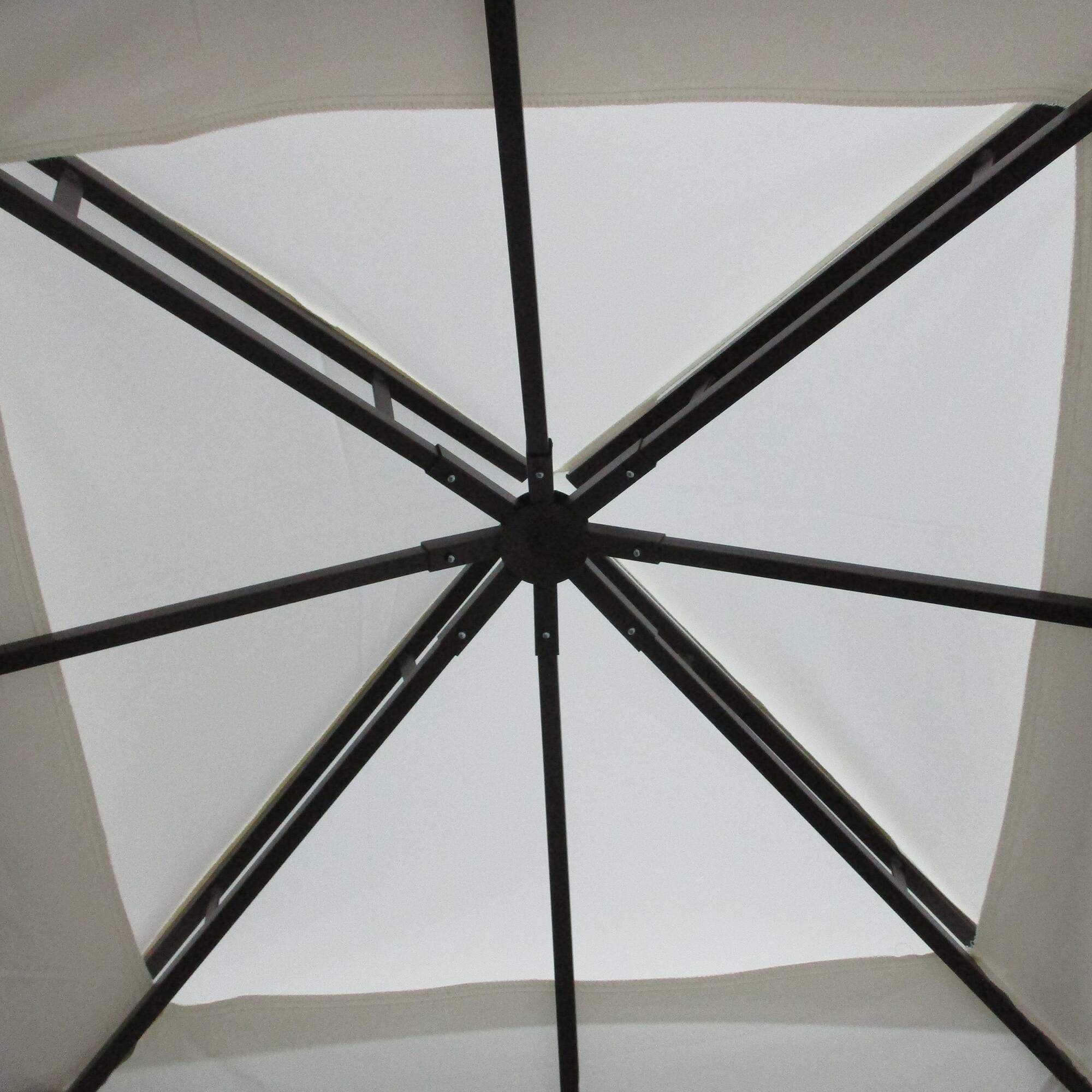 Alt View 5. Outsunny - 10' x 10' Patio Gazebo, Double Roof Outdoor Gazebo with Privacy Curtains, Mesh Netting, Aluminum Frame - Cream White.