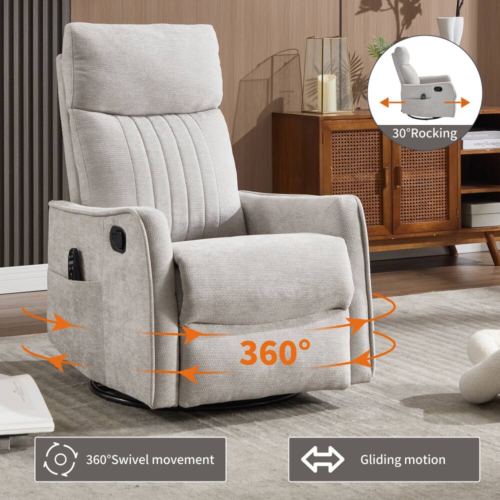 30° Rocking  
360° Swivel movement  
Gliding motion