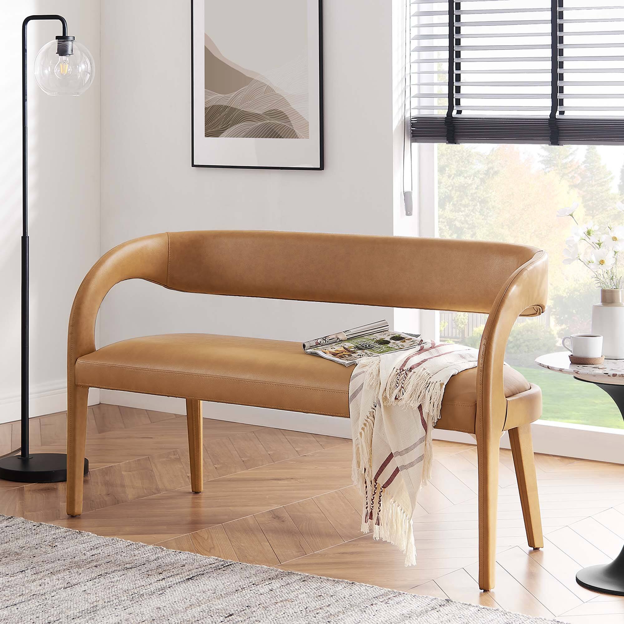 Alt View 4. Modway - Pinnacle Vegan Leather Accent Bench by Modway - Brown.