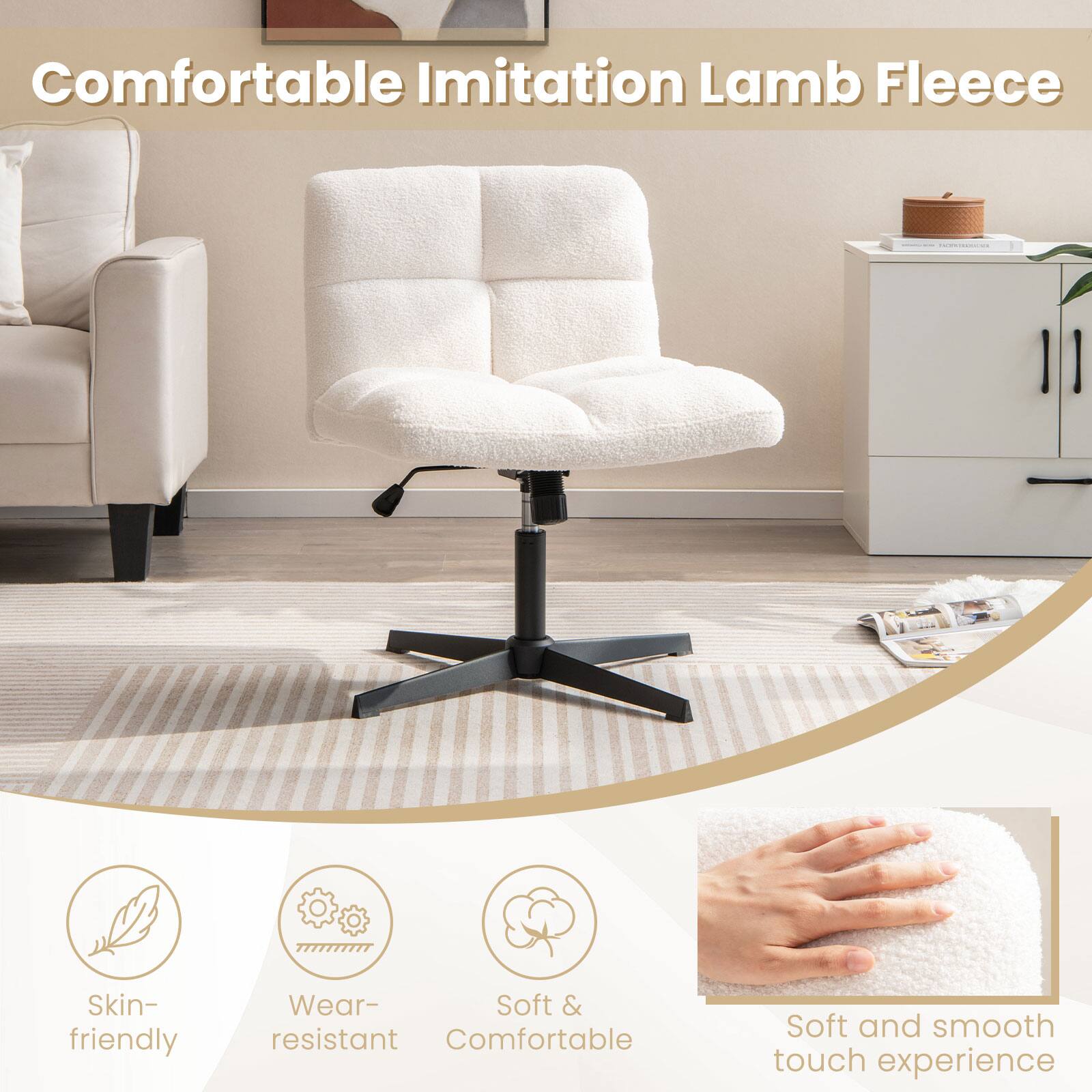 Comfortable Imitation Lamb Fleece: Skin-friendly, Wear-resistant, Soft & Comfortable, Soft and smooth touch experience.