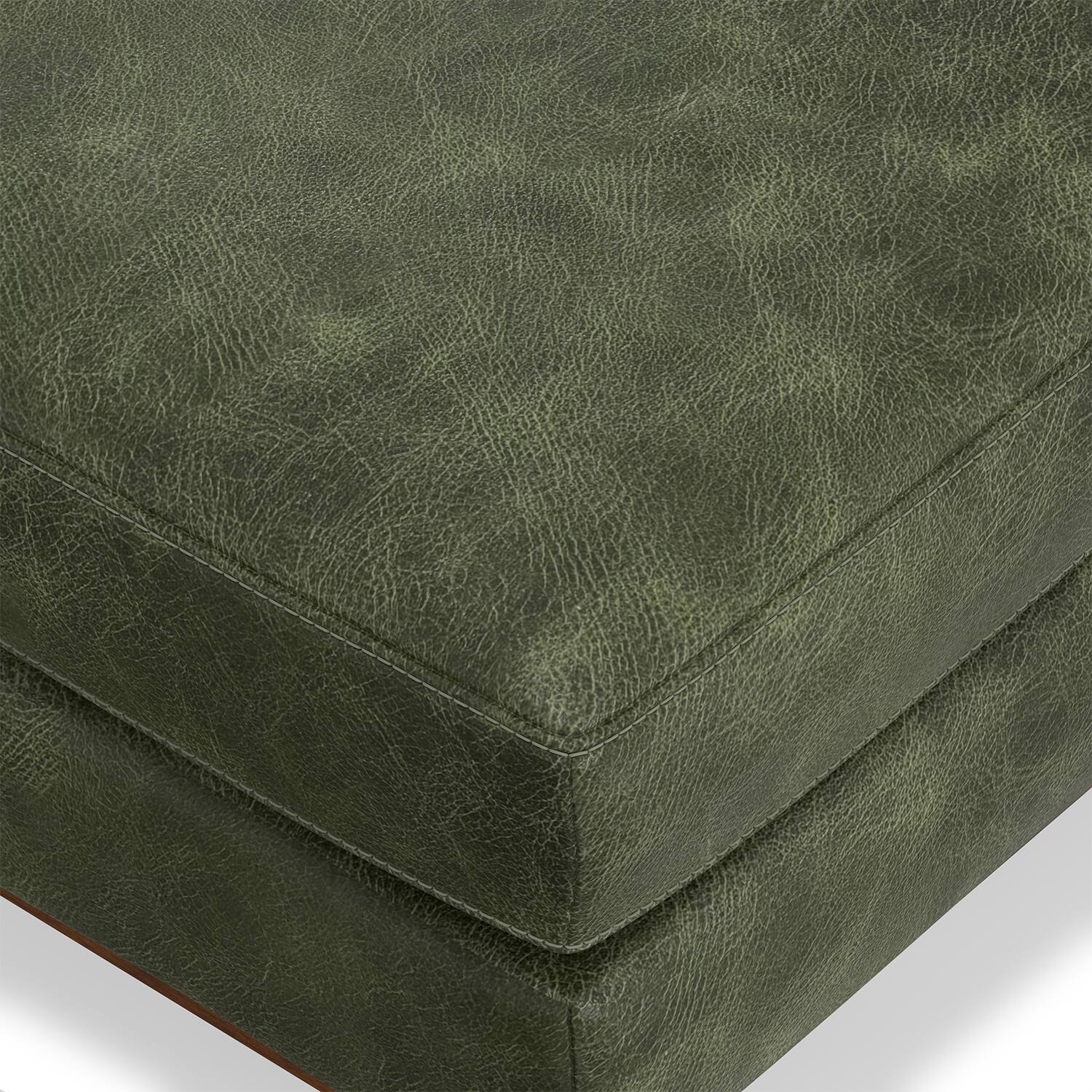 Alt View 4. Simpli Home - Morrison 33 inch Wide Mid-Century Modern Table Ottoman in Moss Green Genuine Leather - Moss Green.