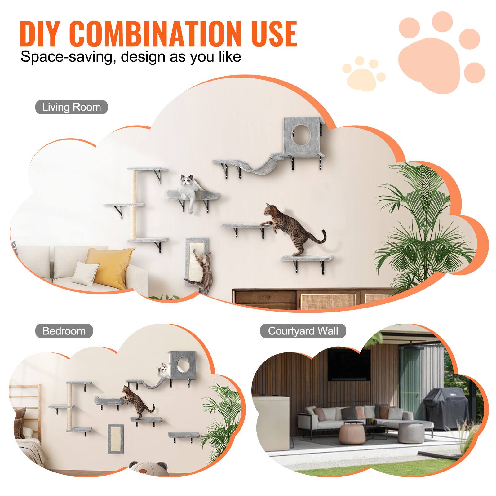 DIY COMBINATION USE  
Space-saving, design as you like  

Living Room  
Bedroom  
Courtyard Wall