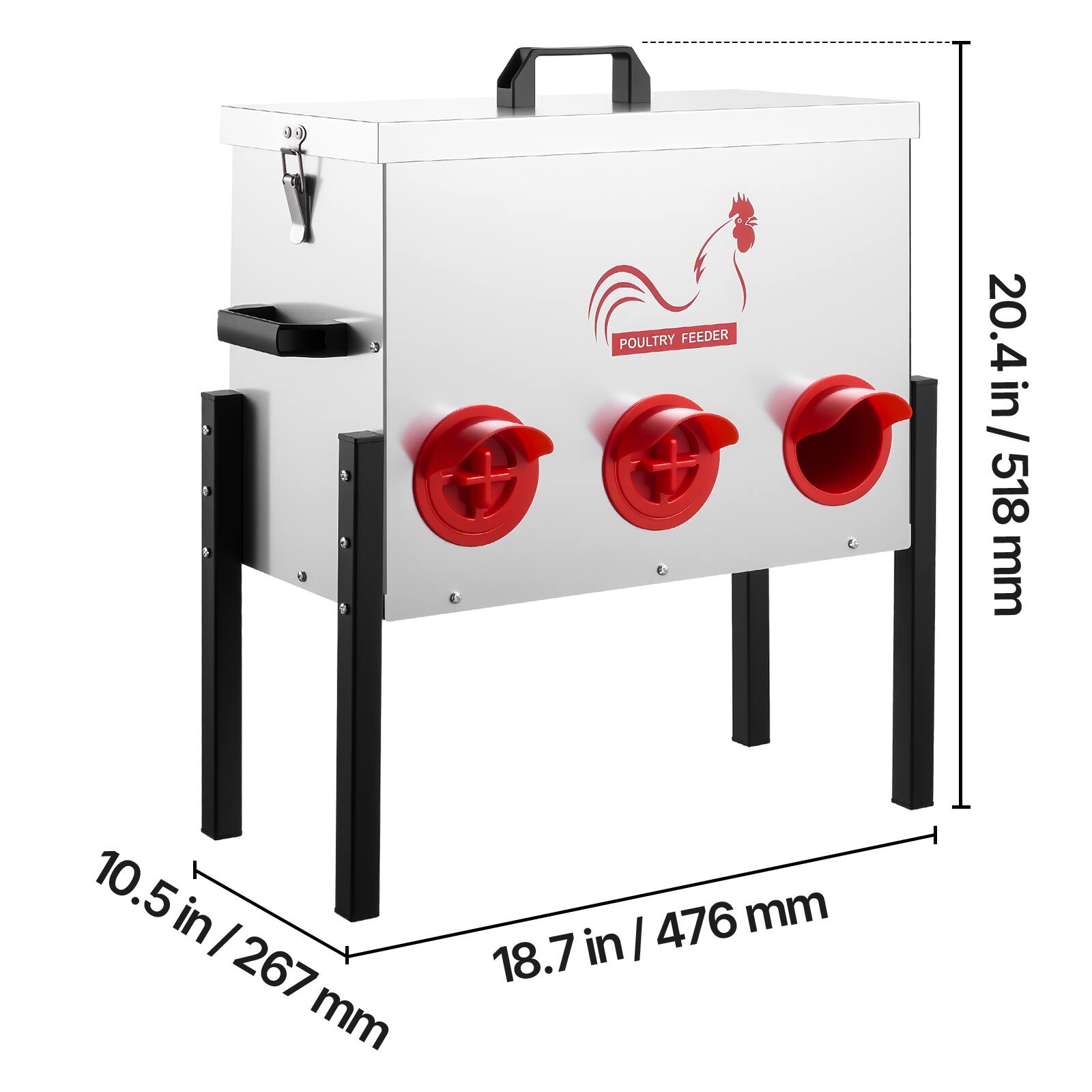 POULTRY FEEDER  
20.4 in / 518 mm  
10.5 in / 267 mm  
18.7 in / 476 mm