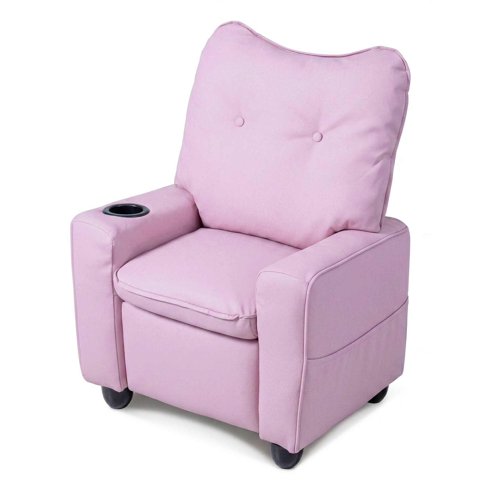 Alt View 7. Costway - Costway Kids Recliner for Ages 3+, PU Leather Push Back Toddler Sofa with Cup Holder - Pink.