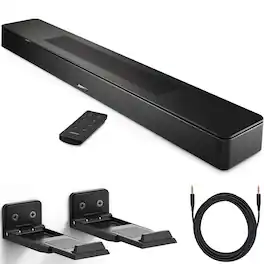 Bose - Smart Dolby Atmos Soundbar Bundle with Aux Cable, Mounts, All-in-One Soundbar for TV - Black
