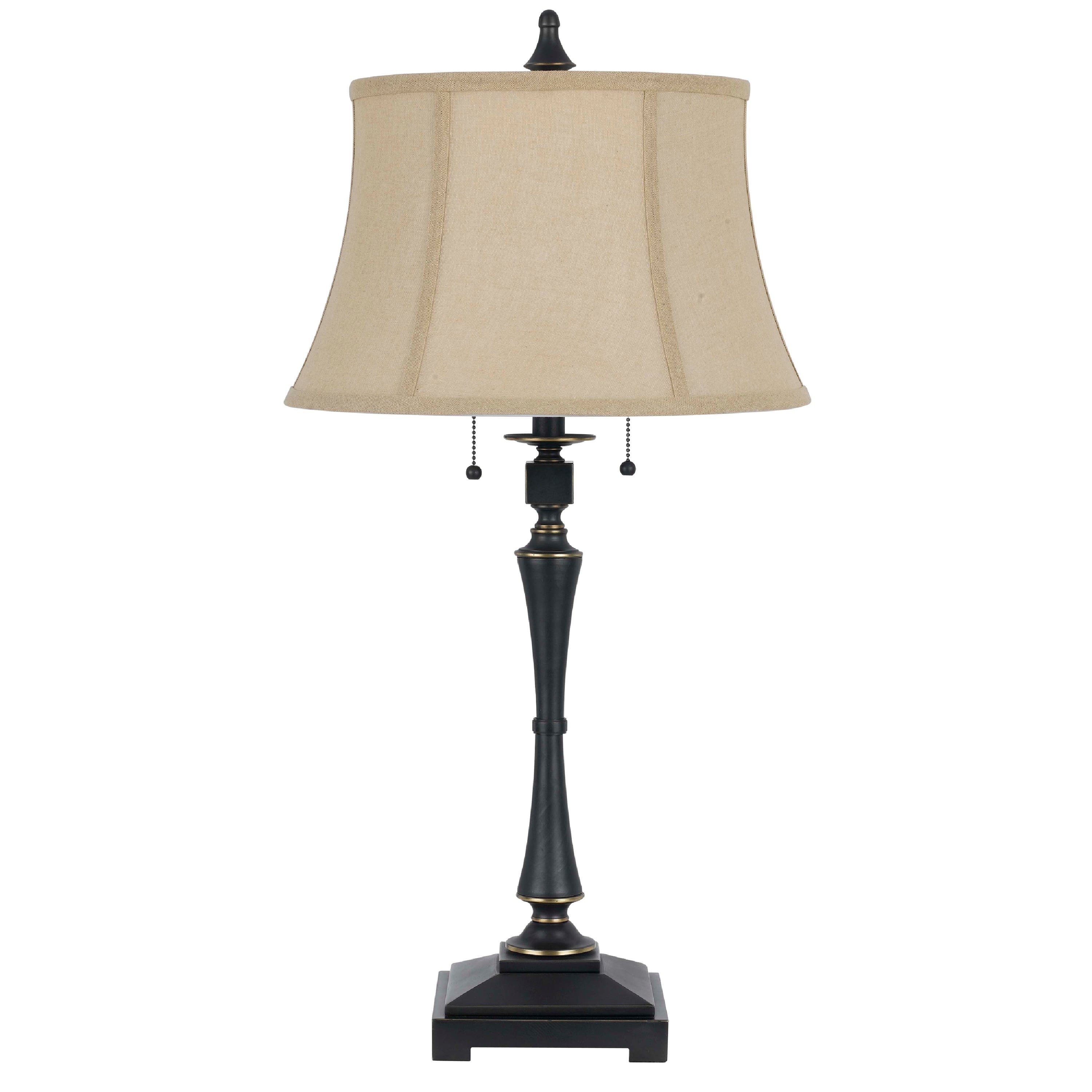 Manhattan Lane - Metal Body Table Lamp with Fabric Tapered Bell Shade - Black and Beige