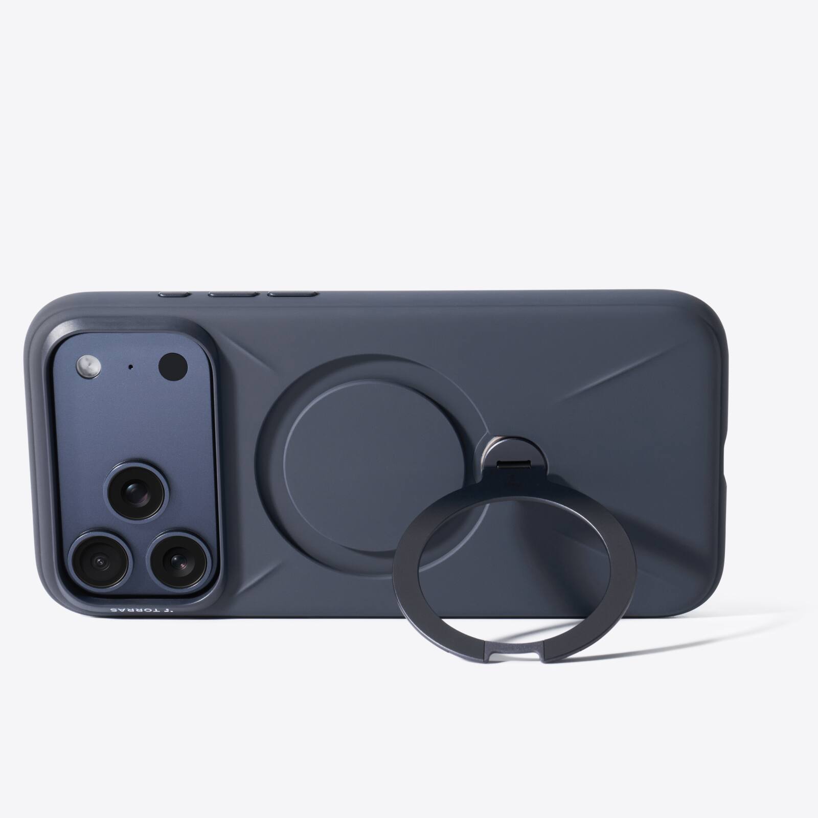 Angle. TORRAS - TORRAS Ostand Q3 Silicone iPhone 17 Pro Case: 360° Magnetic Stand, Liquid Silicone, Anti-Dust - Deep Blue - Deep Blue.
