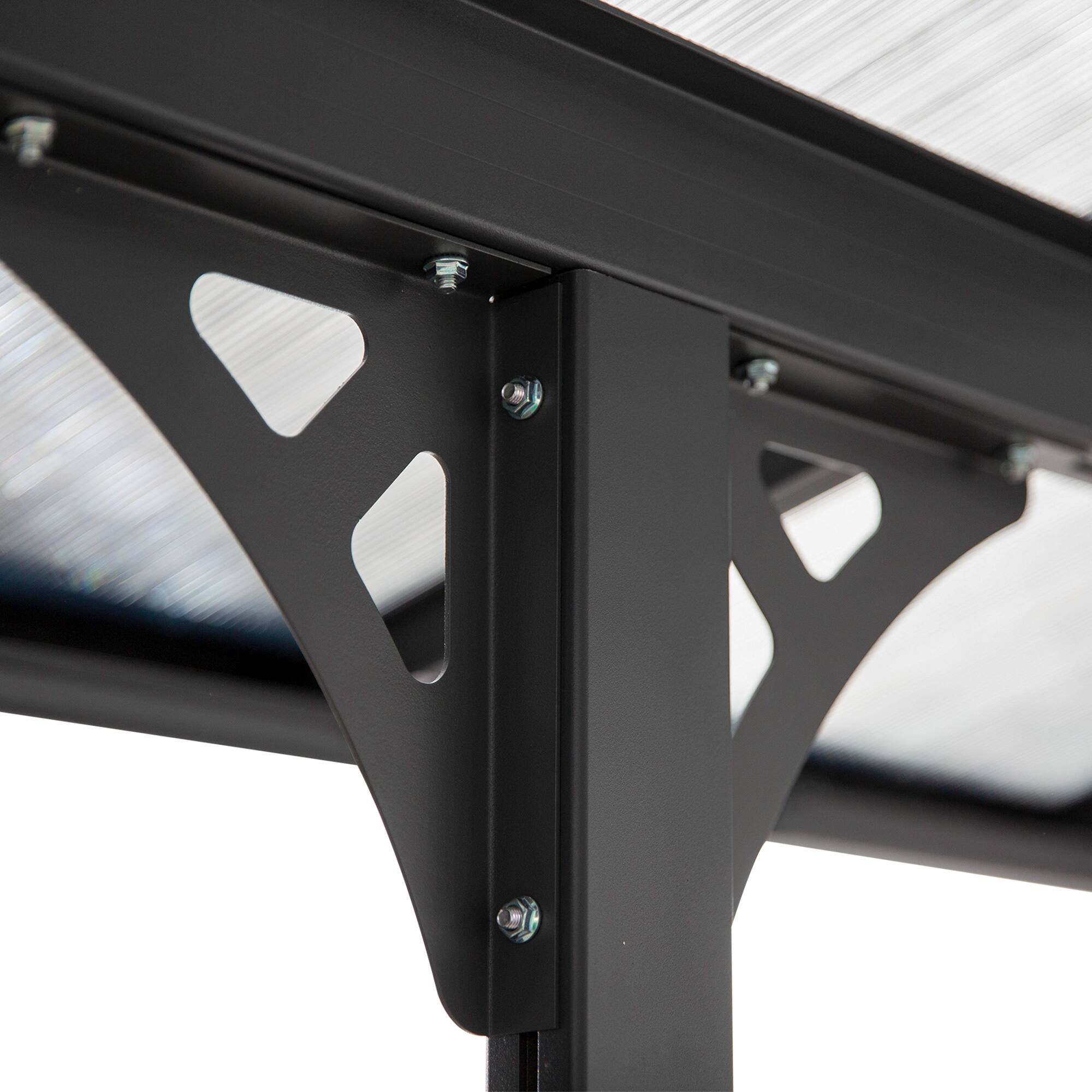 Alt View 4. Outsunny - 14.5' x 10' Outdoor Polycarbonate Pergola, Transparent UV Blocking Awning, Hardtop Deck Gazebo - Grey.