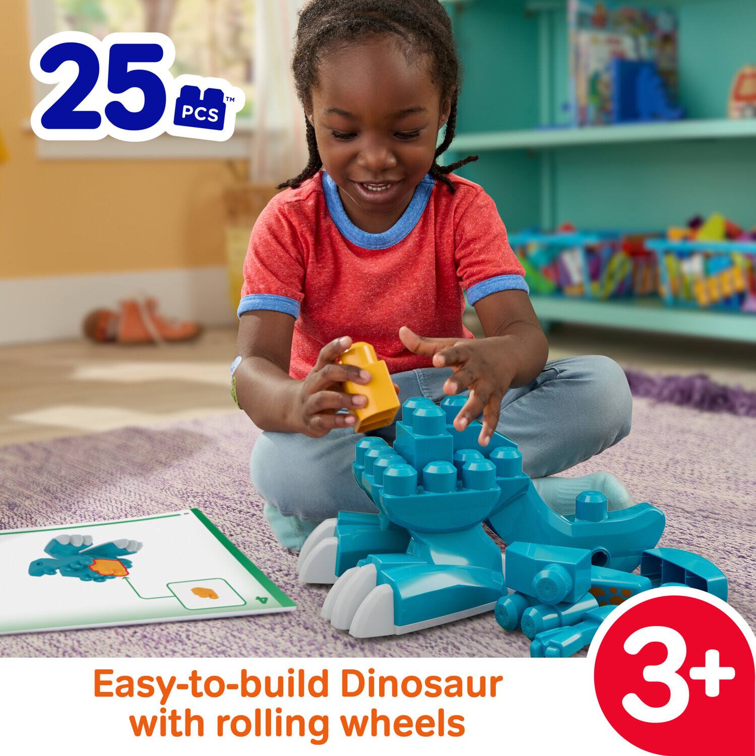 25 PCS TM Easy-to-build Dinosaur with rolling wheels 3+