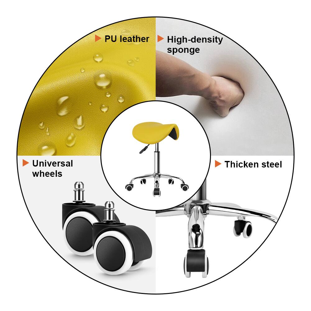 - PU leather
- High-density sponge
- Universal wheels
- Thicken steel