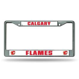 Rico Industries - Calgary Flames - 12" x 6" Standard Size - Chrome Metal License Plate Frame - Multi