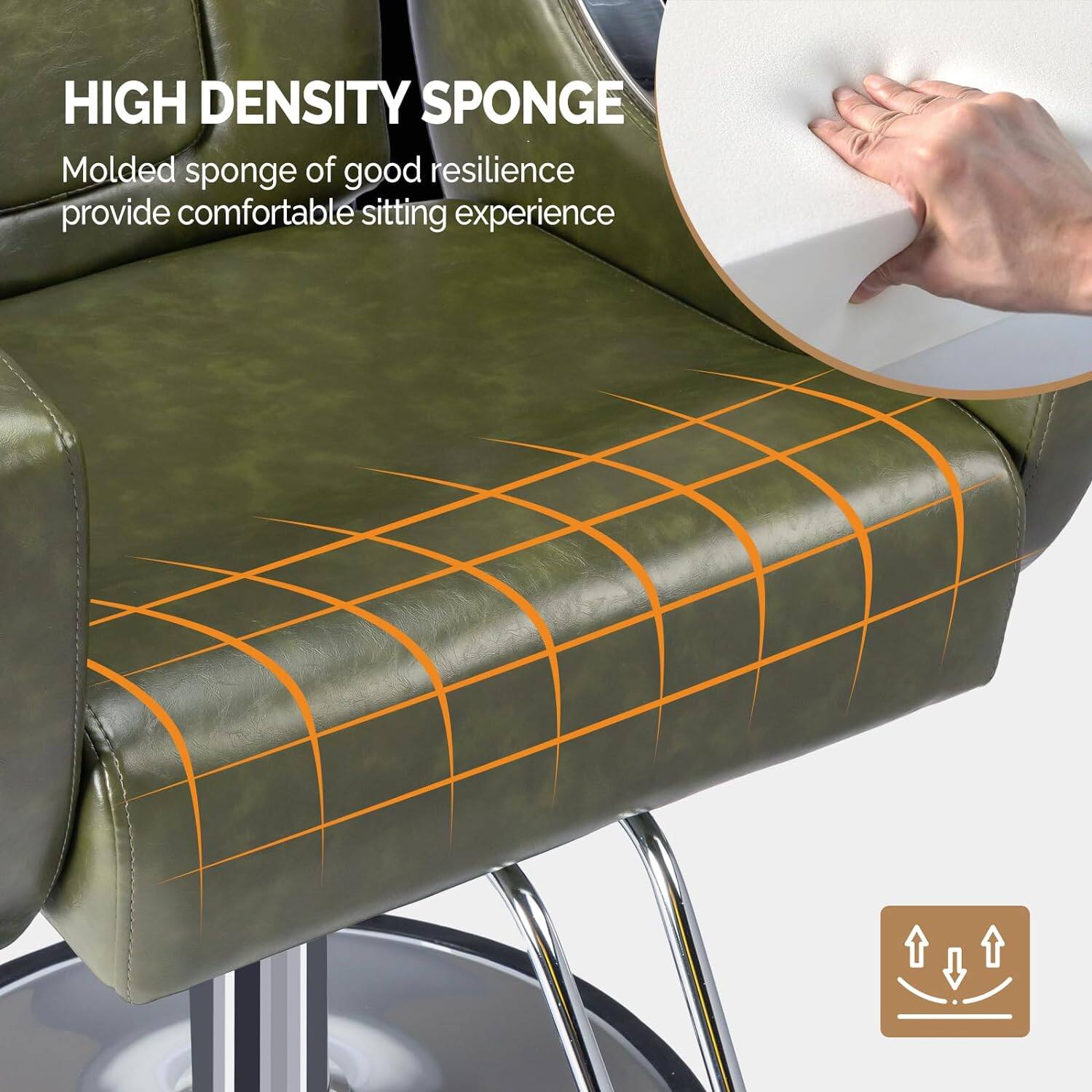 HIGH DENSITY SPONGE  
Molded sponge of good resilience provide comfortable sitting experience